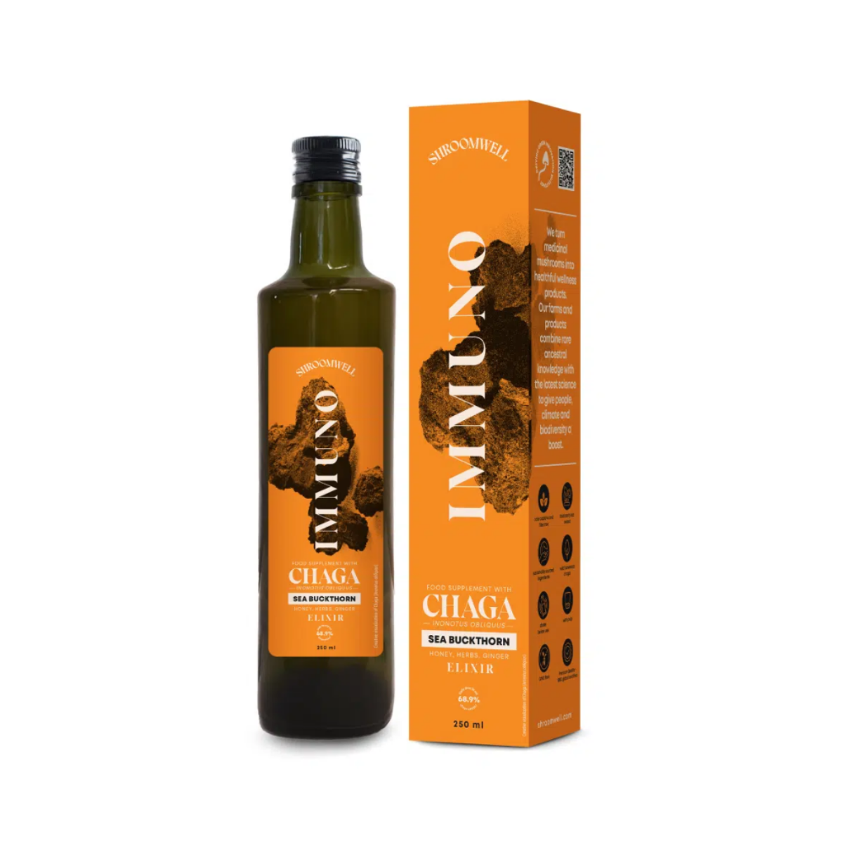 Immuno Elixir Food Supplement with Chaga, Sea Buckthorn, Honey, Herbs and Ginger